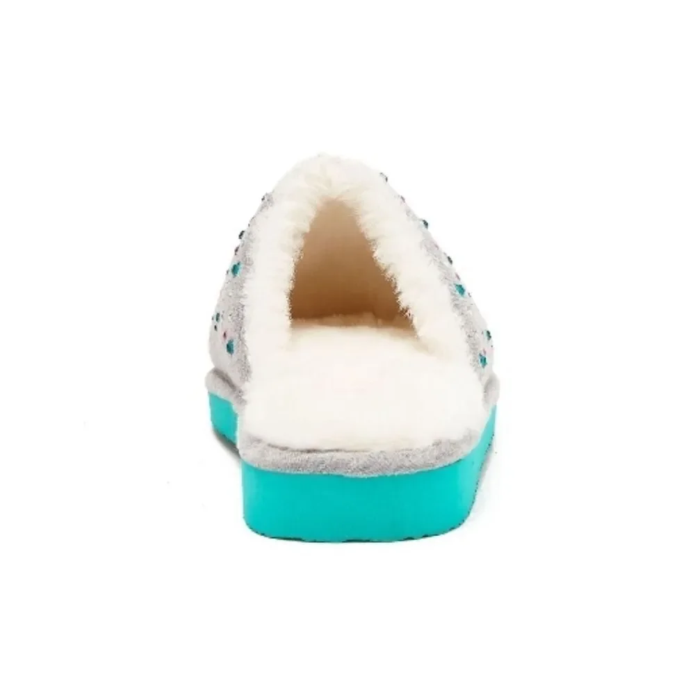 Justice Girls Graphic Slip On Sparkling Scuff Slippers Shoes Size 4/5